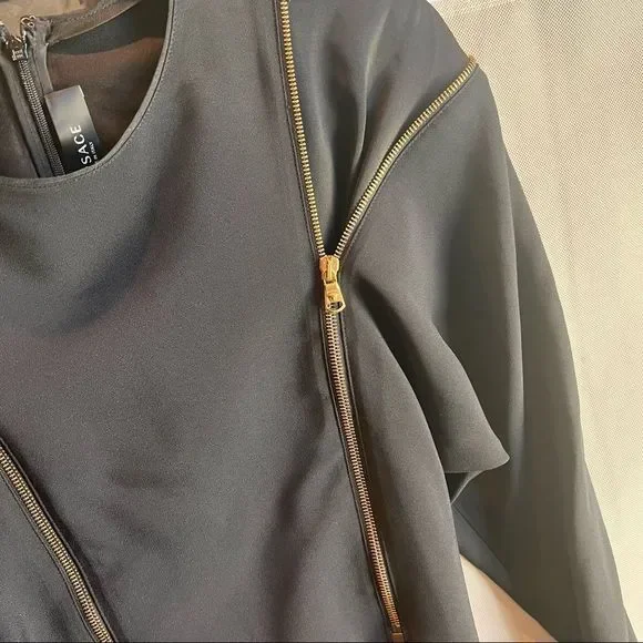 Versace Black Mini Dress with Gold Zipper Detail - Picture 8 of 13